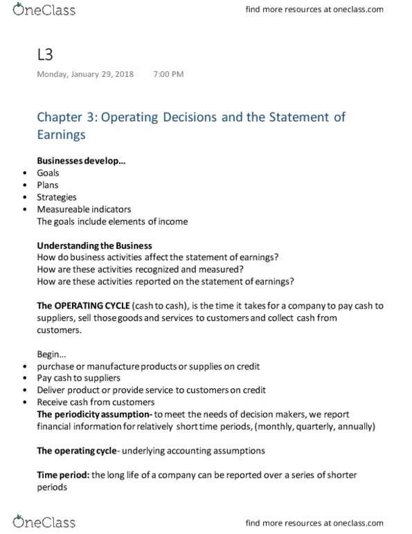 BU127 Chapter 3: Chapter 3: Operating Decisions and the Statement of Earnings thumbnail
