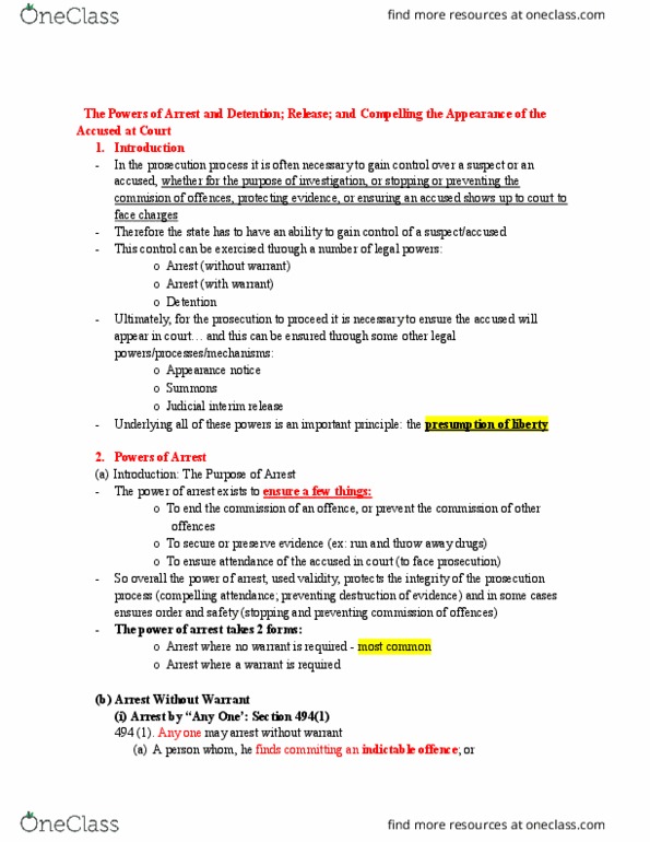 CRIM 330 Lecture Notes - Lecture 2: Exigent Circumstance, Hot Pursuit, Peace Arch thumbnail