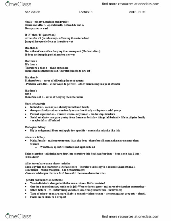 Sociology 2206A/B Lecture Notes - Lecture 3: Sewall Wright, Modus Tollens, Otis Dudley Duncan thumbnail