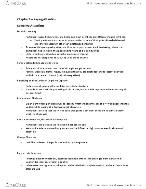 PSYB57H3 Chapter Notes - Chapter 4: Hemispatial Neglect, Binding Problem, Automaticity thumbnail