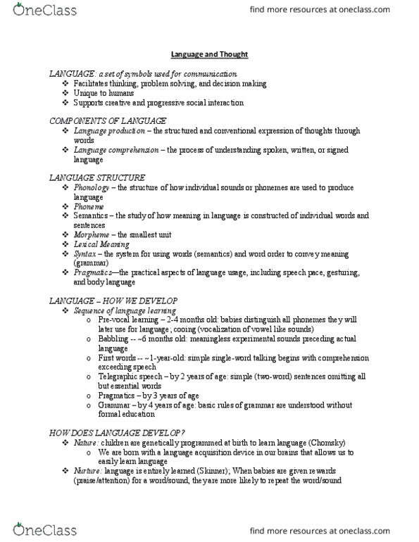 PS102 Lecture Notes - Lecture 3: Aphasia, On Language, Twin Study thumbnail