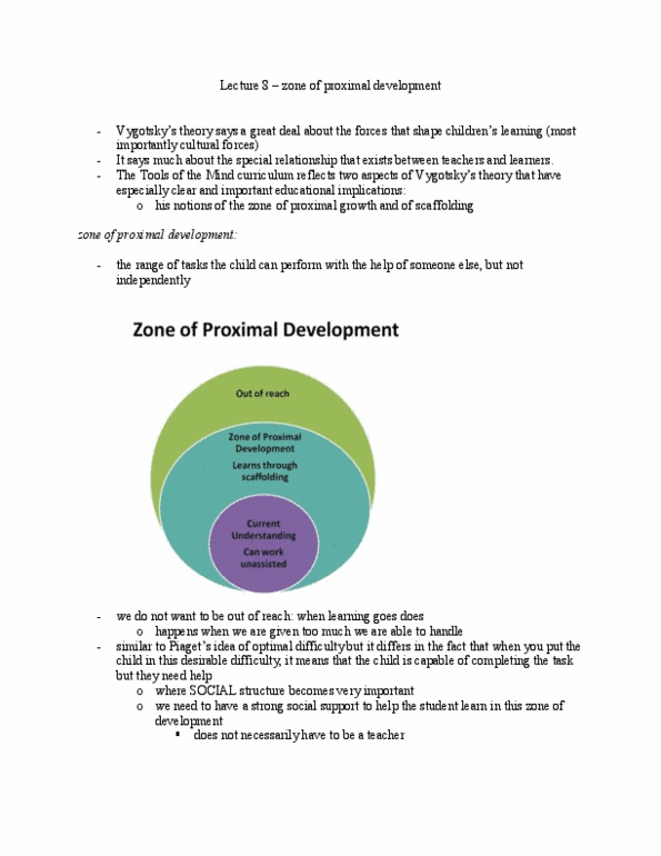 PSYCH 2GG3 Lecture 8: 3 cognitive theories– zone of proximal development thumbnail