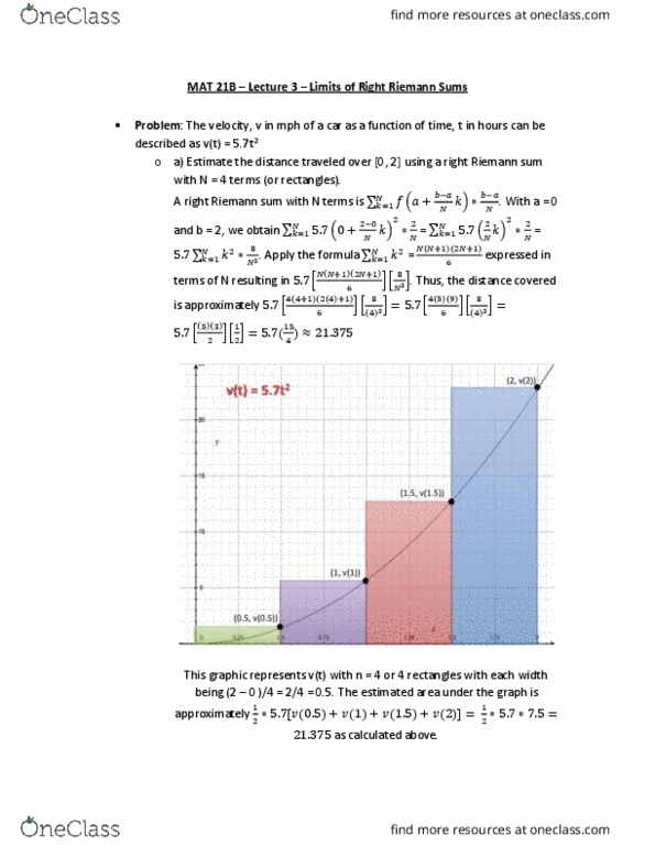 MAT 21B Lecture Notes - Lecture 3: Riemann Sum, Formula One thumbnail