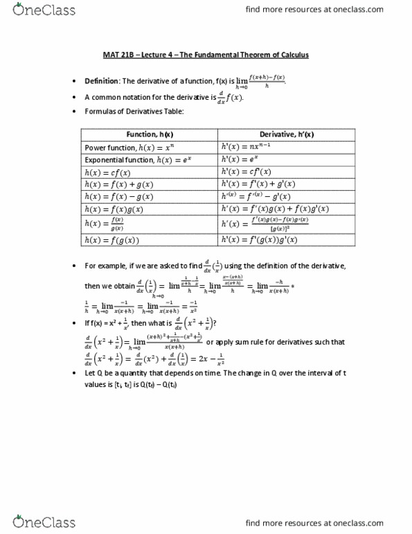 MAT 21B Lecture Notes - Lecture 4: Exponentiation, Exponential Function thumbnail