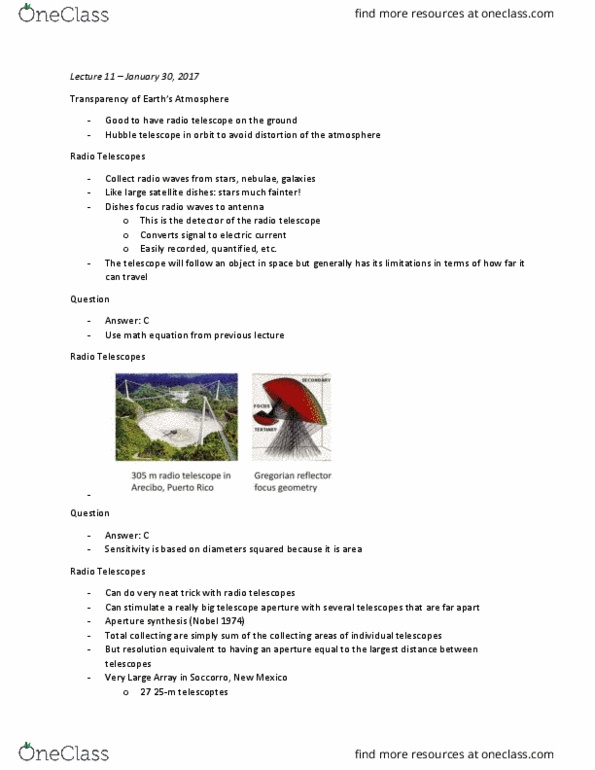 PHYS 183 Lecture Notes - Lecture 11: Very-Long-Baseline Interferometry, Radiography, False Color thumbnail