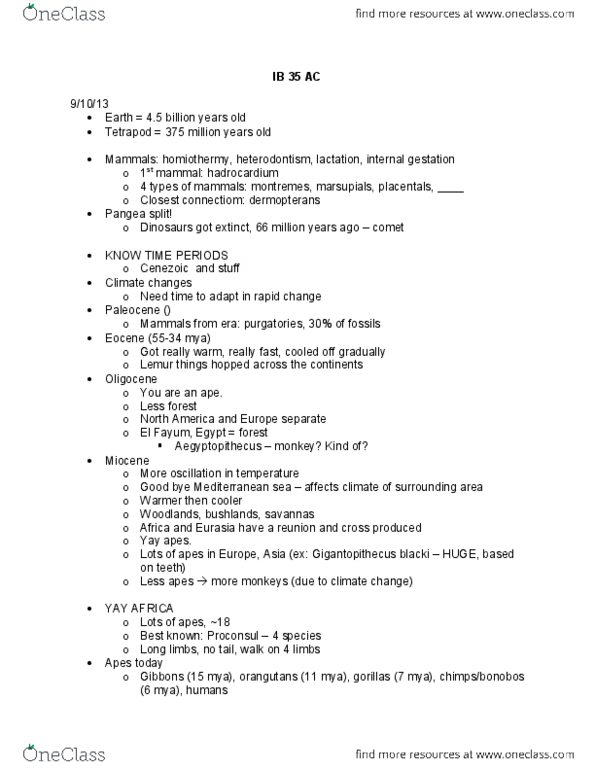 INTEGBI 35AC Lecture : Class 4 - Primate Evolution thumbnail