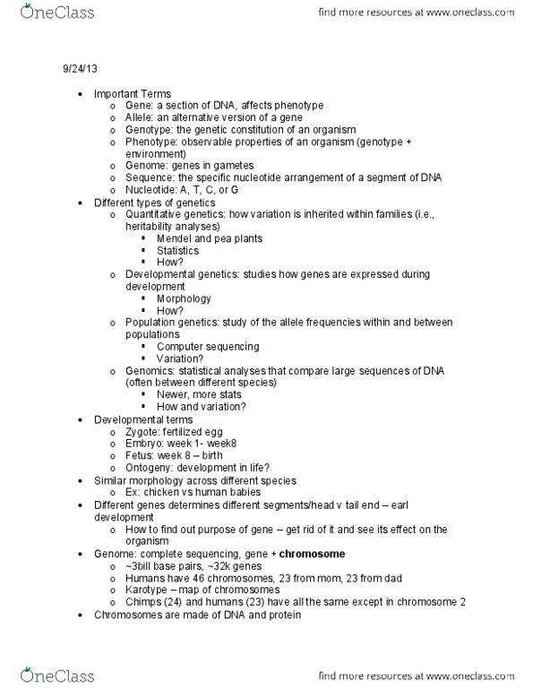 INTEGBI 35AC Lecture Notes - Meiosis, Frameshift Mutation, Evangelicalism thumbnail