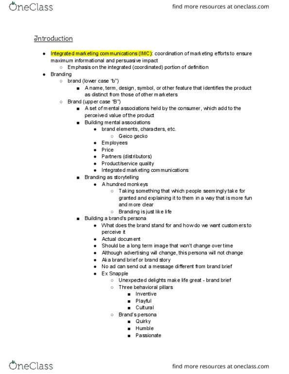 MKTG 409 Lecture Notes - Lecture 8: Orange Juice, Personal Selling, Loyalty Program thumbnail