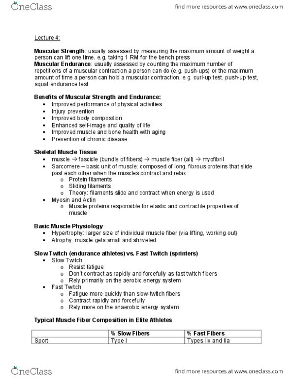 PHYS ED 32 Lecture Notes - Lecture 4: Heredity, Bench Press, Motor Unit thumbnail