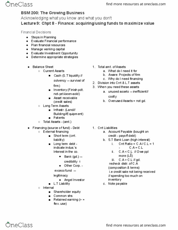 BSM 200 Lecture Notes - Lecture 9: Commercial Paper, Income Statement thumbnail