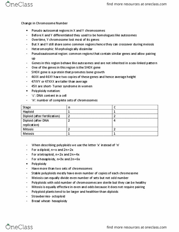 BIOL207 Lecture Notes - Lecture 37: Monosomy, Down Syndrome, Trisomy thumbnail