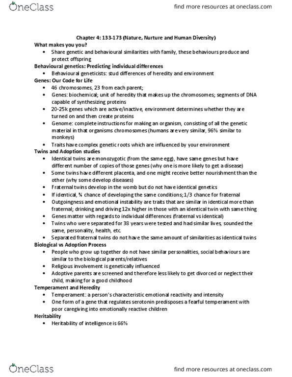 PSY 1102 Chapter Notes - Chapter 4: Parenting, Molecular Genetics, Spermarche thumbnail