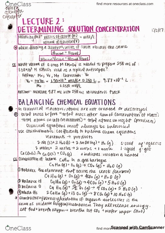 CHEM 14A Lecture 2: Determining Solution Concentration/Balancing Chemical Equations thumbnail
