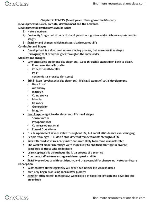 PSY 1102 Chapter Notes - Chapter 5: Dementia, Object Permanence, Immune System thumbnail