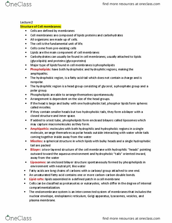 BIOA01H3 Lecture Notes - Lecture 2: Mitochondrion, Fluid Mosaic Model, Osmosis thumbnail