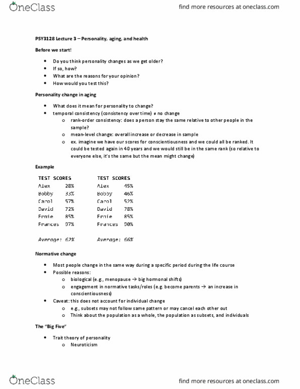 PSY 3128 Lecture Notes - Lecture 3: Cortisol, Adrenocorticotropic Hormone, Type A And Type B Personality Theory thumbnail