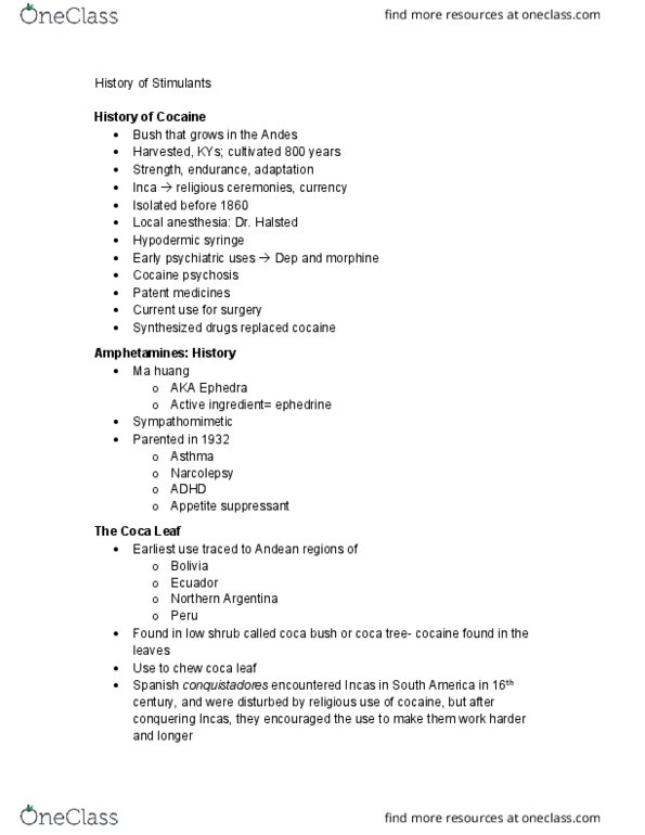 PSYC*3150 Lecture Notes - Lecture 10: Syphilis, Sodium Bicarbonate, Freebase thumbnail