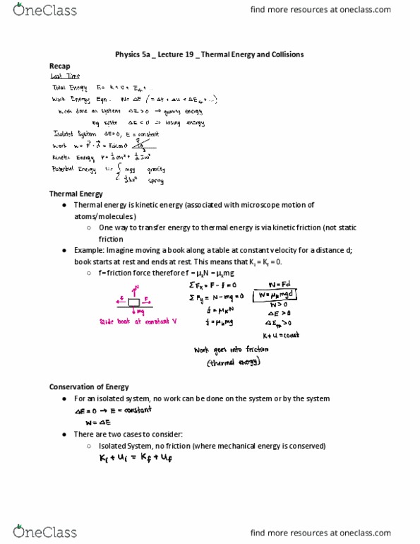 PHYSICS 5A Lecture Notes - Lecture 19: Inelastic Collision, Elastic Collision, Headon thumbnail