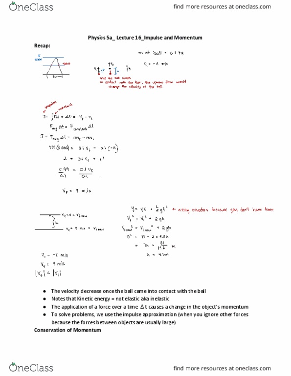 PHYSICS 5A Lecture Notes - Lecture 16: Free Body Diagram, Isolated System, Net Force thumbnail