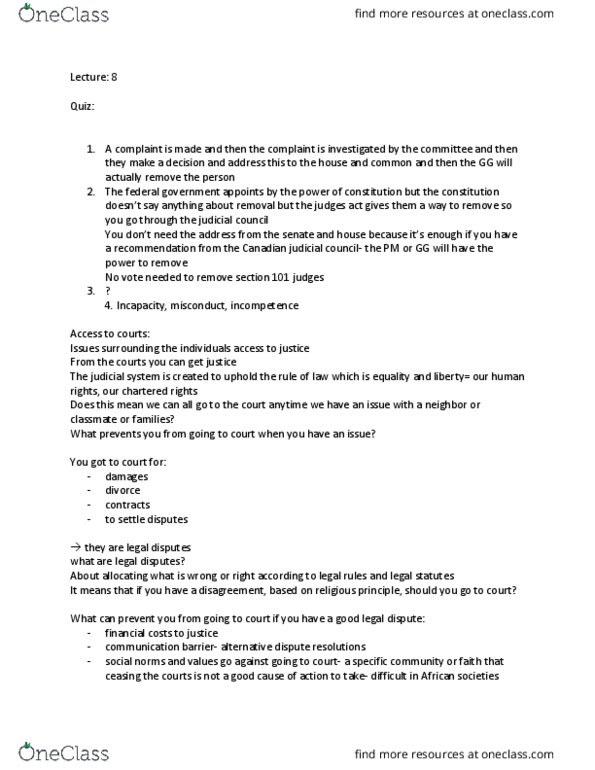 POLI 378 Lecture Notes - Lecture 8: Contingent Fee, Legal Aid, Legal Clinic thumbnail