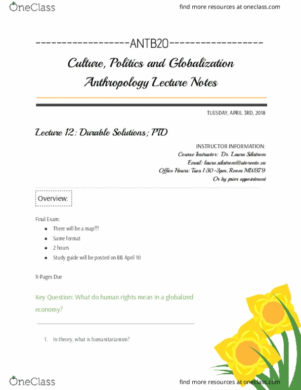 ANTB20H3 Lecture Notes - Lecture 12: Ethnography, Atep Rizal, Hélder Câmara thumbnail