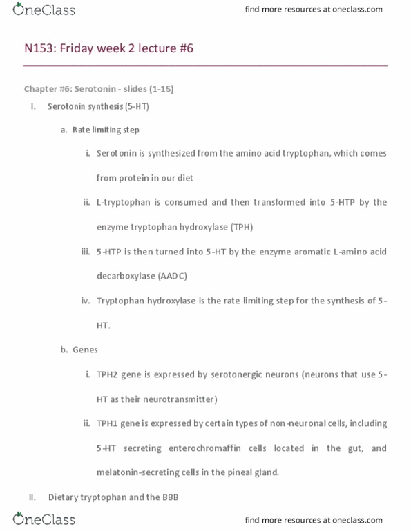 BIO SCI N153 Lecture Notes - Lecture 6: Vesicular Monoamine Transporter 2, Autoreceptor, Phenotype thumbnail