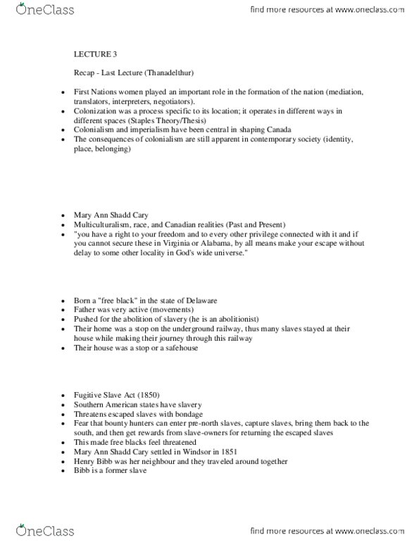 NO101 Lecture Notes - Lecture 3: Thirteenth Amendment To The United States Constitution, Black Company Of Pioneers, John Graves Simcoe thumbnail