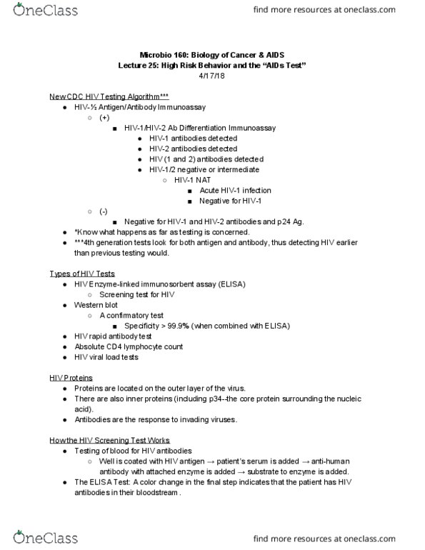 MICROBIO 160 Lecture Notes - Lecture 25: Treatment As Prevention, Immunoglobulin G, Gp41 thumbnail