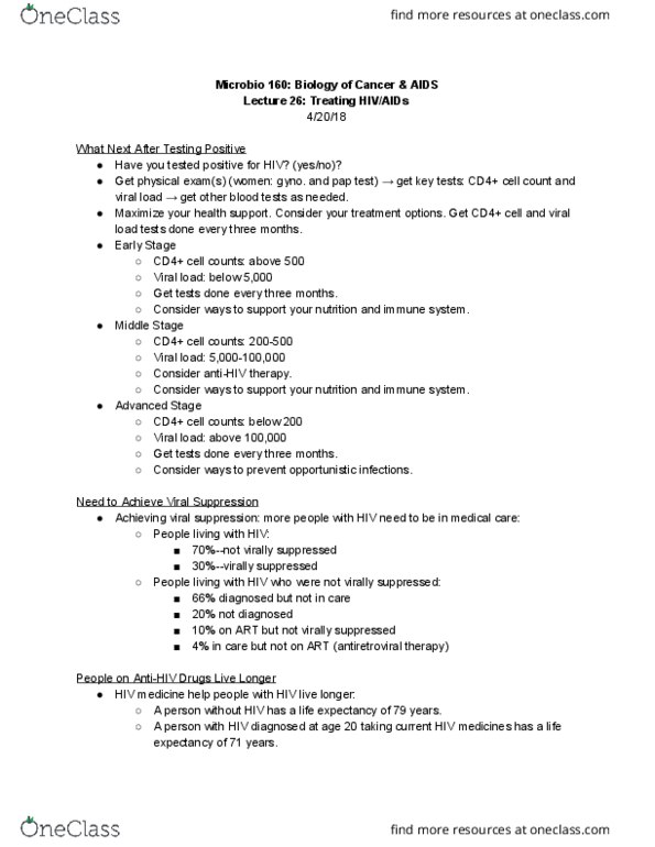 MICROBIO 160 Lecture Notes - Lecture 26: Entry Inhibitor, Chain Termination, Condom thumbnail