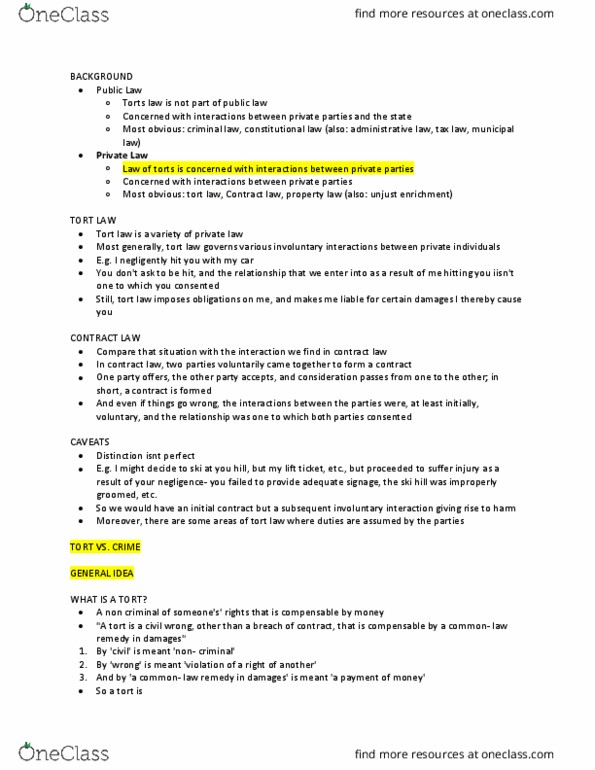 Law 2101 Lecture Notes - Lecture 5: False Imprisonment, Immanence, Blood Transfusion thumbnail