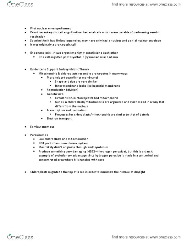 BI110 Lecture Notes - Lecture 5: Nuclear Membrane, Bateria, Cyanobacteria thumbnail