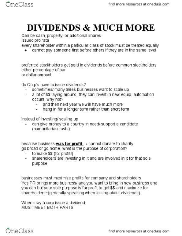 LAW 3102 Lecture Notes - Lecture 26: Issued Shares thumbnail