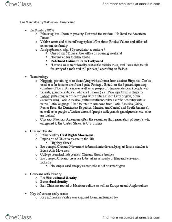 DRAM 1101 Lecture Notes - Lecture 16: Political Theatre, Aztec Mythology, San Francisco Mime Troupe thumbnail