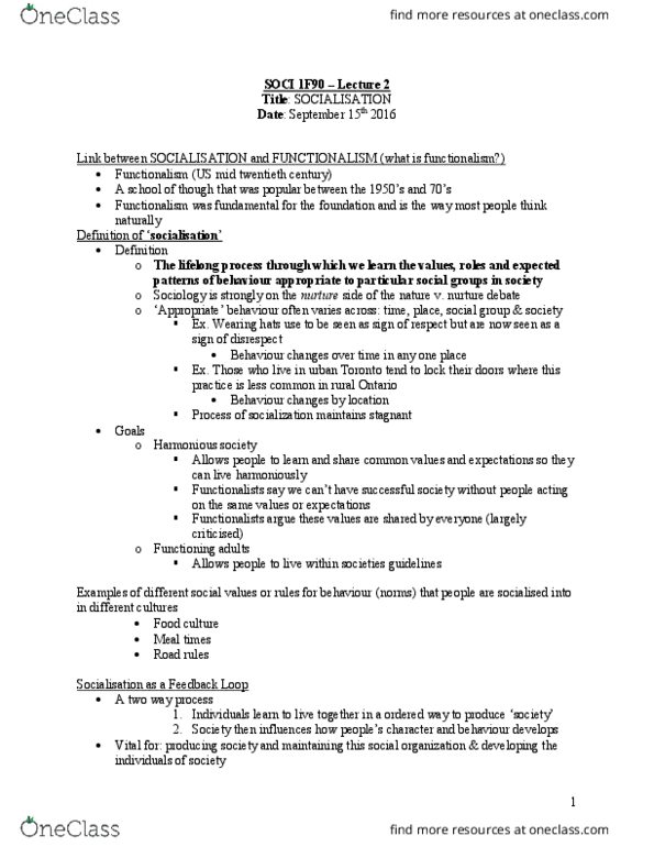 SOCI 1F90 Lecture Notes - Lecture 1: Solitary Confinement, Feral Child, Boarding School thumbnail