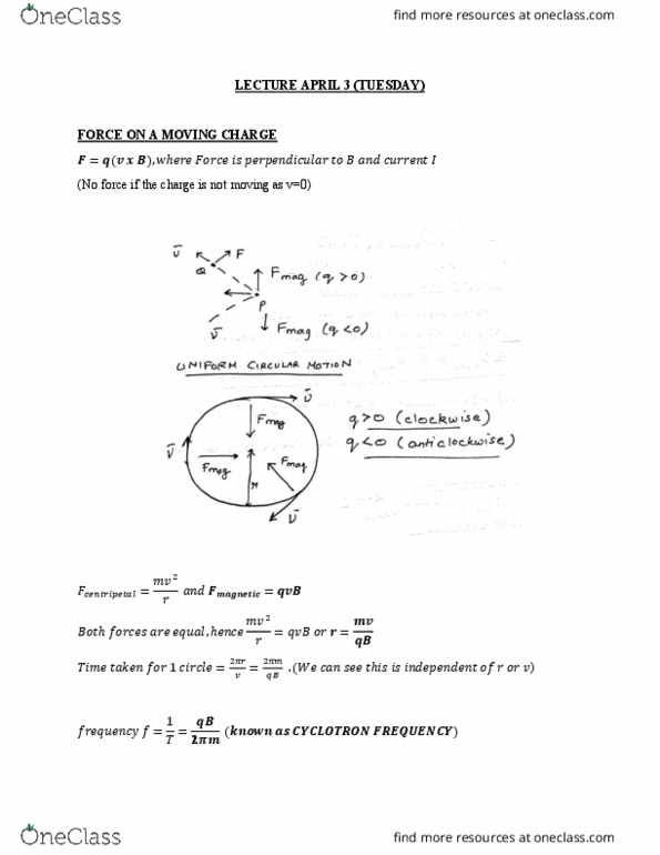 PHYS 272 Lecture 26: Force on a moving charge thumbnail