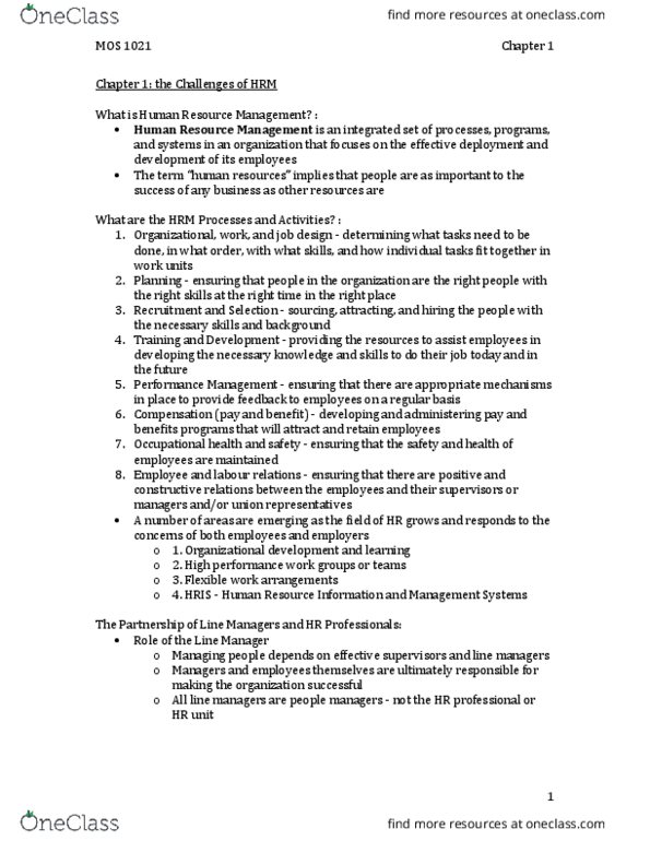 Management and Organizational Studies 1021A/B Chapter Notes - Chapter 1: Job Sharing, Quality Management, Business Ethics thumbnail
