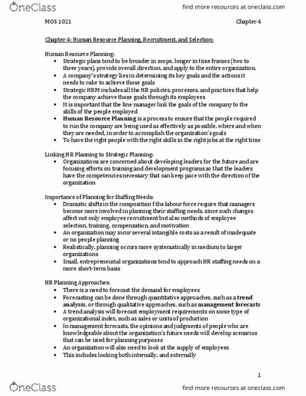 Management and Organizational Studies 1021A/B Chapter Notes - Chapter 4: Succession Planning, Ob River, Personality Test thumbnail