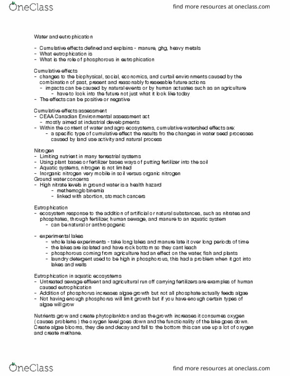 EVSC 110 Lecture Notes - Lecture 16: Primary Production, Red, Cyanobacteria thumbnail