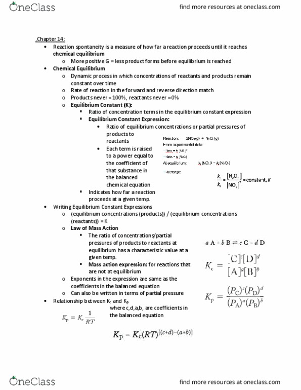 CHEM 1211 Lecture Notes - Lecture 17: Exothermic Process, Thermodynamics, Equilibrium Constant thumbnail