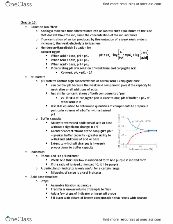 CHEM 1211 Lecture Notes - Lecture 19: Covalent Bond, Bicarbonate, Equilibrium Constant thumbnail