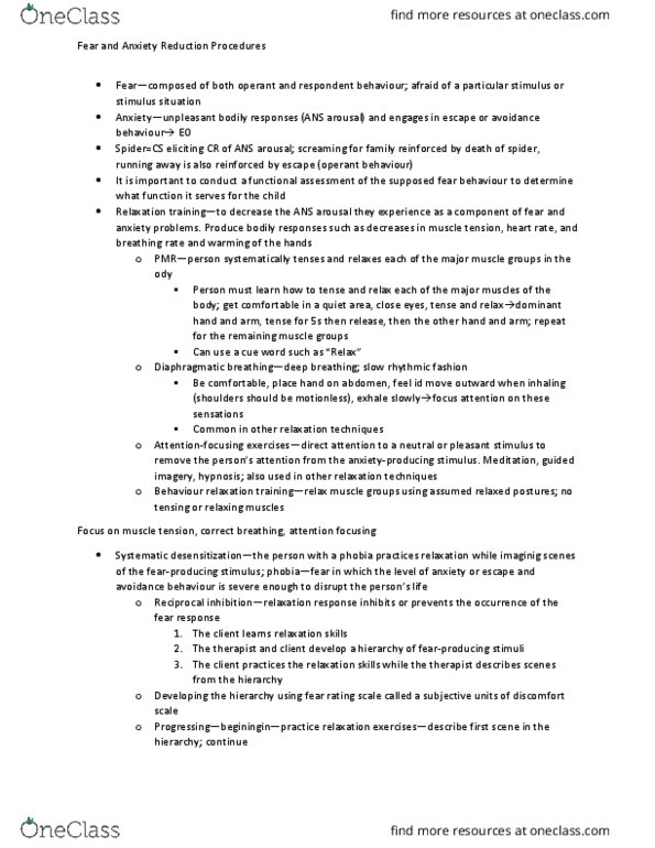 PSYCO282 Lecture Notes - Lecture 24: Systematic Desensitization, Guided Imagery thumbnail