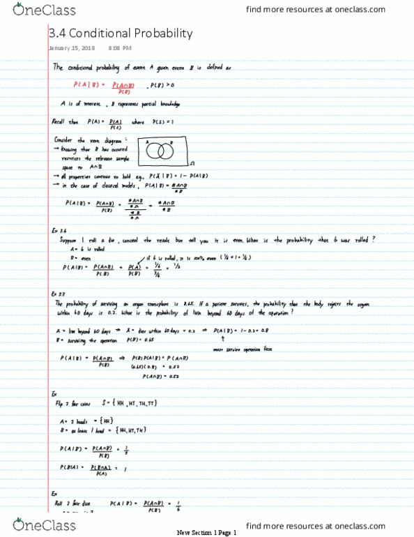 STAT 270 Lecture Notes - Lecture 10: Conditional Probability thumbnail
