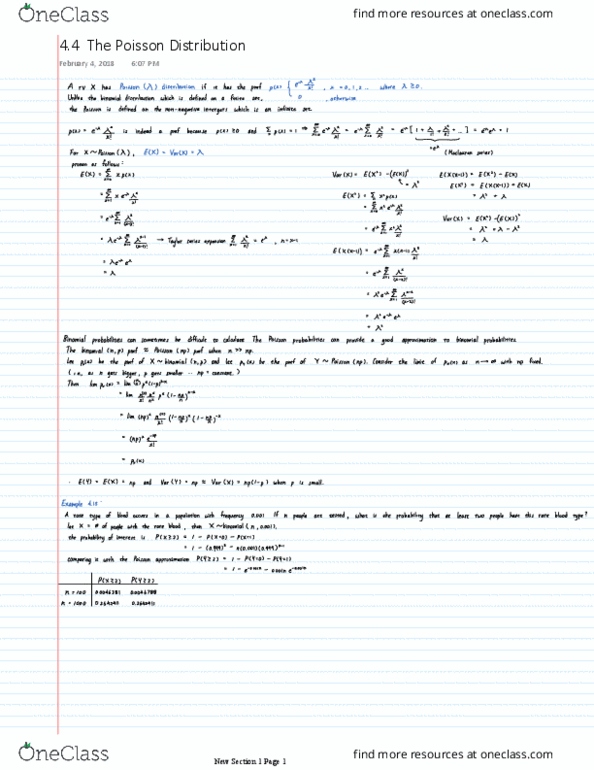 STAT 270 Lecture Notes - Lecture 19: Poisson Distribution thumbnail