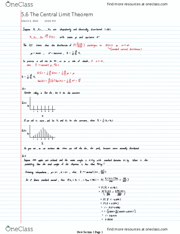 STAT 270 Lecture 30: 5.6 Central Limit Theorem thumbnail