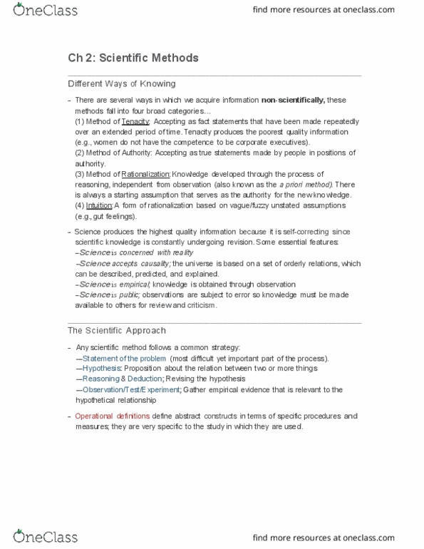 Psychology 2061A/B Chapter Notes - Chapter 2: Null Hypothesis, Convergent Validity, Random Assignment thumbnail