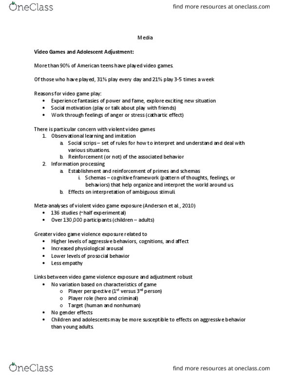 HDF 371 Lecture Notes - Lecture 20: Prosocial Behavior, Observational Learning, Information Processing thumbnail