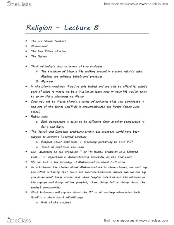 RLGA02H3 Lecture Notes - Lecture 8: Zoroastrianism, Zakat, Shahada thumbnail