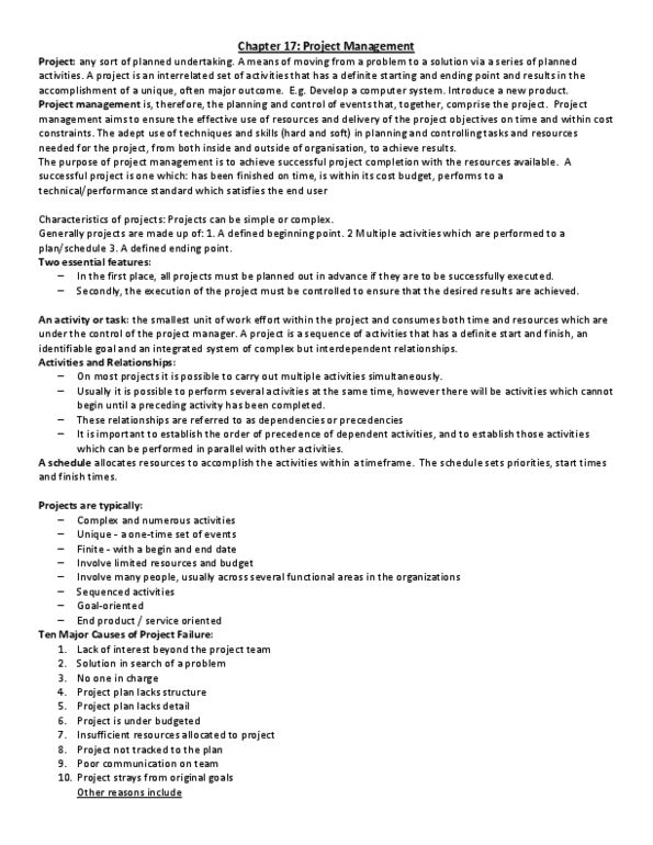 GMS 401 Lecture Notes - Project Plan, Team 10, Politics Of The Highland Council Area thumbnail