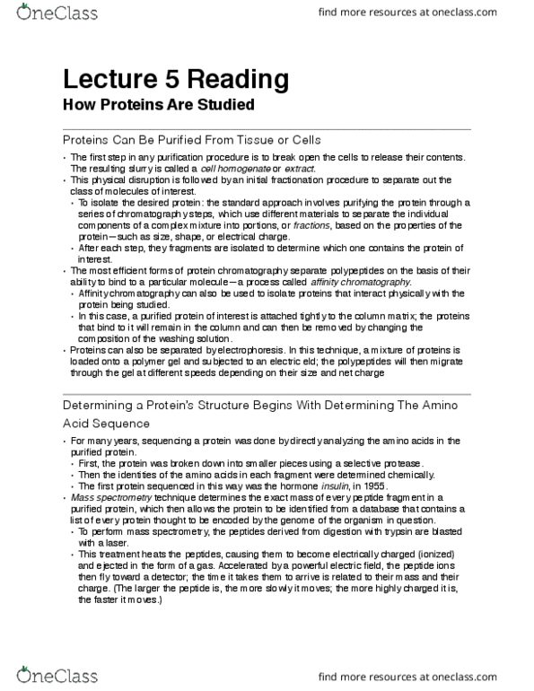 Biochemistry 2280A Chapter Notes - Chapter 5: Radiography, Mass Spectrometry, X-Ray Crystallography thumbnail