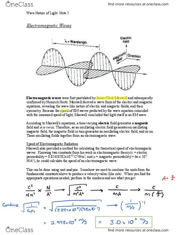 PHYSICS 1X00 Chapter 5.5: Chapter 5.5 Notes - The Electromagnetic Specturm thumbnail